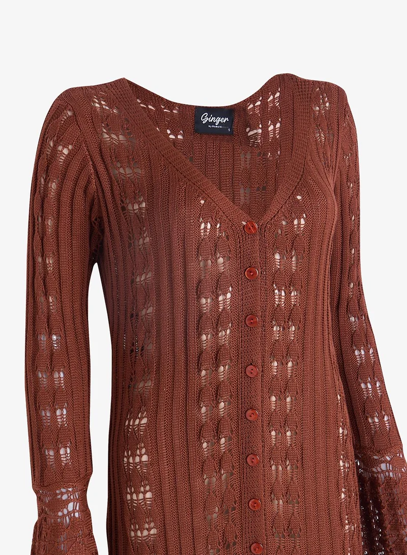 Ginger  V Neck Crochet Beach Dress with Slit for Women | Best Price UAE